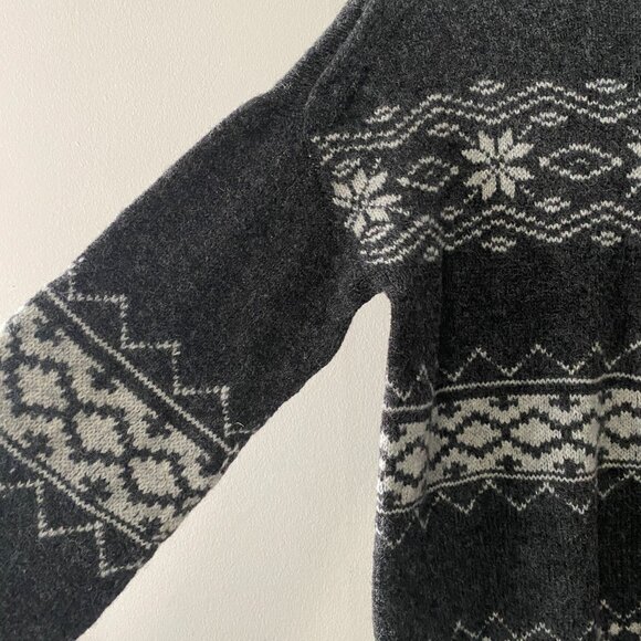 NWT Celtic & Co. Fair Isle Stripe Funnel Neck Sweater Charcoal - Picture 10 of 16